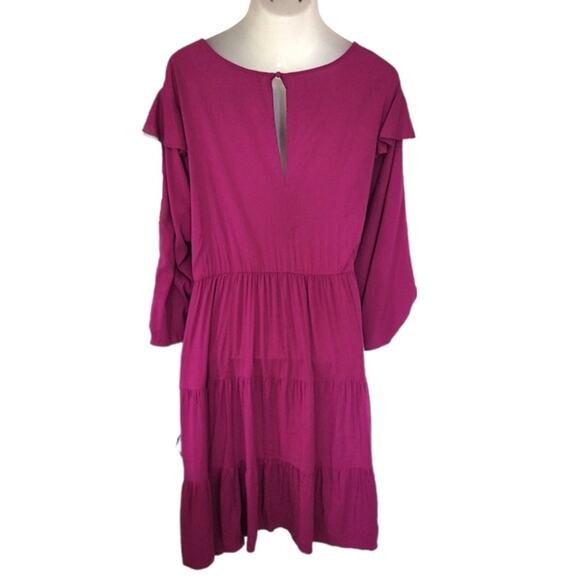 TORRID Pink Challis Tiered Skater Dress Plus 4X - Picture 2 of 9